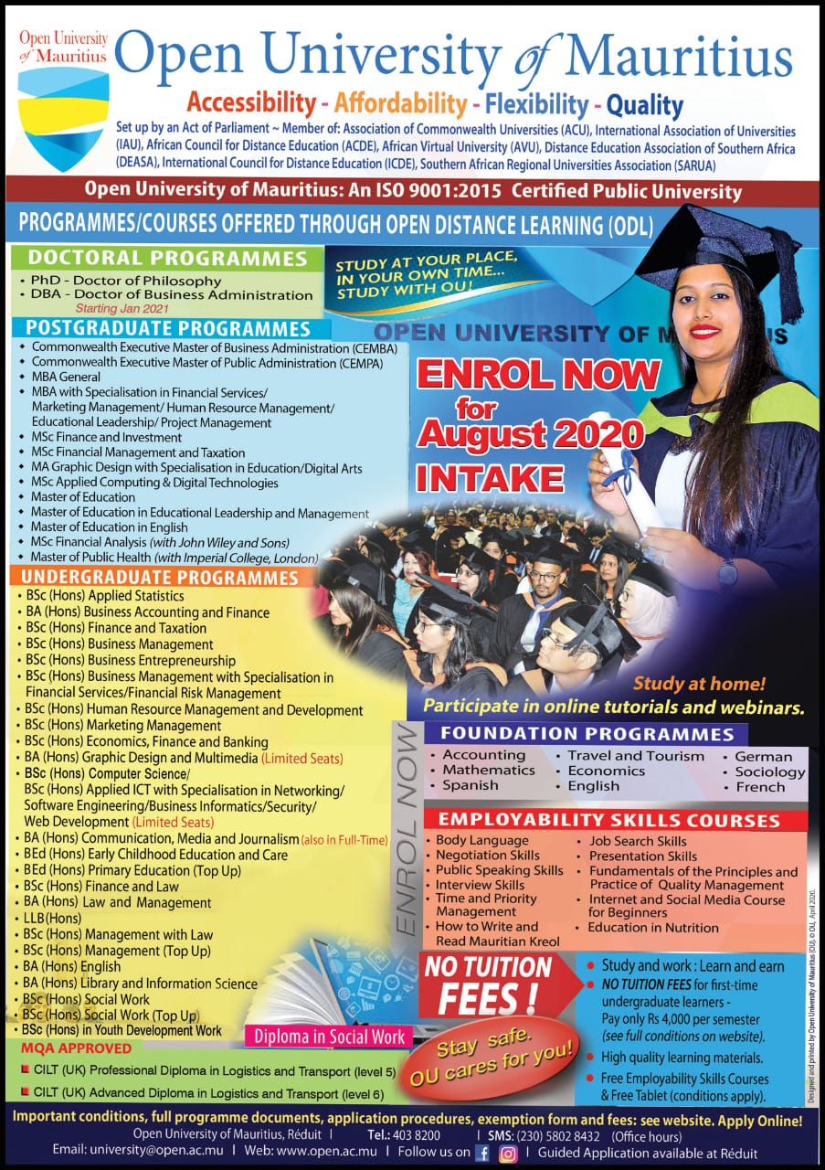 phd courses mauritius